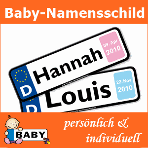 personalisiertes Namensschild für Kinderwagen, Autoscheibe etc.