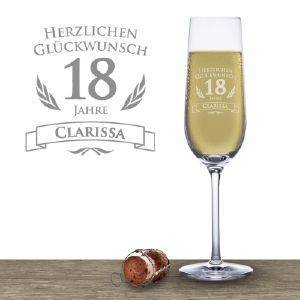 Sektglas zum 18. Geburtstag